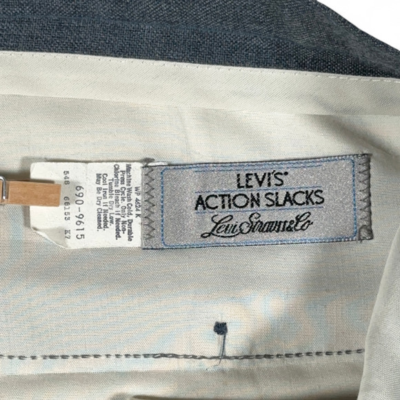 Vintage Levis Pants Mens 34x34 Gray Action Slacks Dress Polyester Talon Zip 80s - Picture 5 of 9